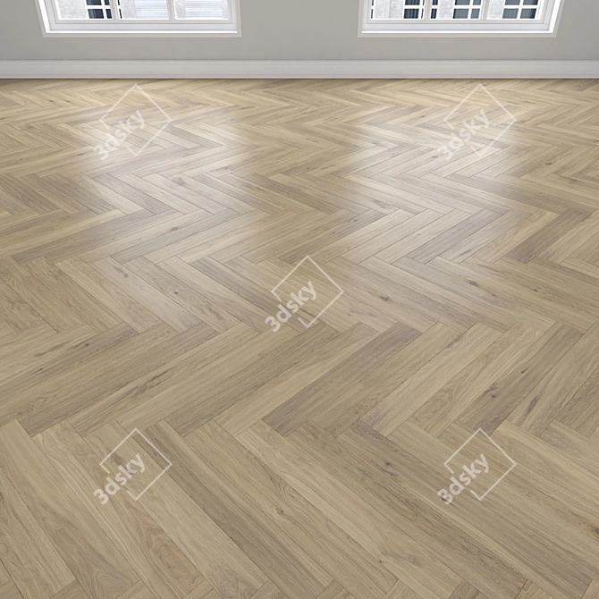 Oak Parquet Bundle: Linear, Chevron, Herringbone 3D model image 3