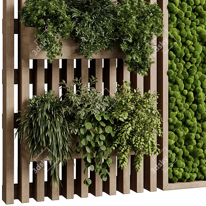 Wooden Vertical Garden Wall Decor 3D model image 4