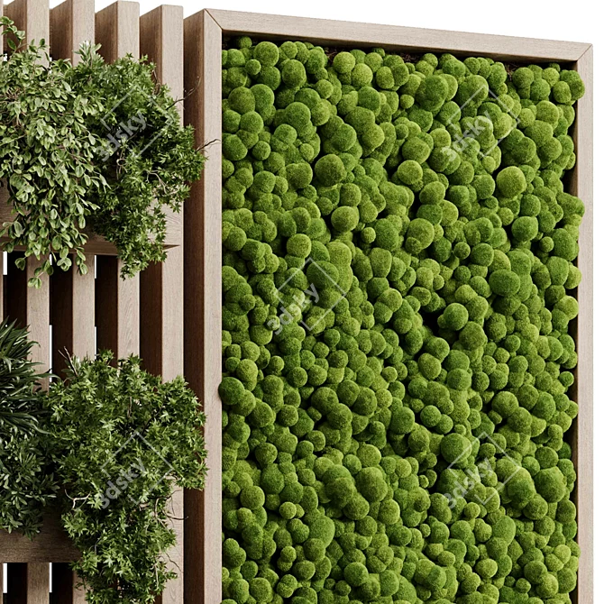 Wooden Vertical Garden Wall Decor 3D model image 5