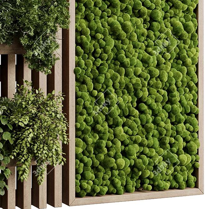 Wooden Vertical Garden Wall Decor 3D model image 6