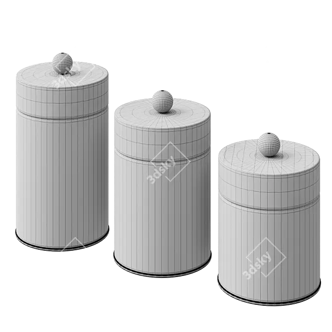 Striped Canister Trio Set 3D model image 2