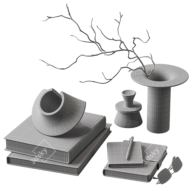 Modern Living Room Decor Set 3D model image 5