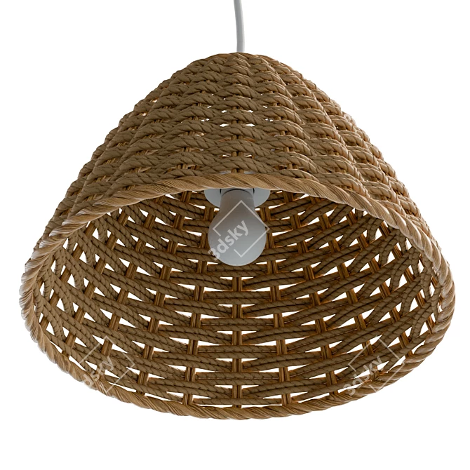 Boho Rattan Ceiling Lamp, Natural 3D model image 5