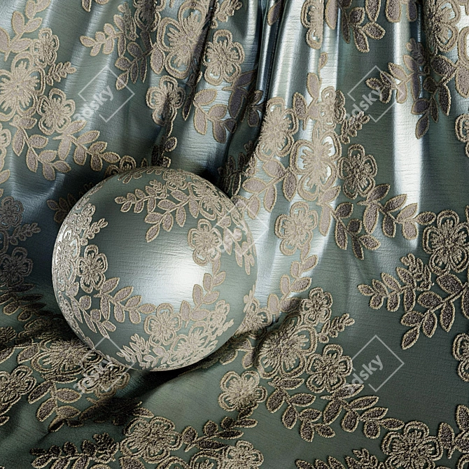 Damask Floral Jacquard Brocade Fabric Set 3D model image 3