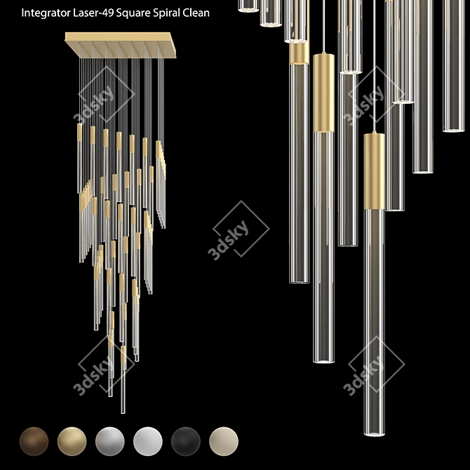 Integrator Spiral Chandelier, LED Square 3D model image 1