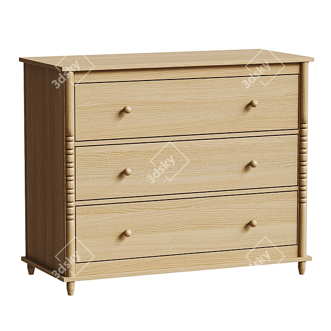 Elegant Wooden Kommode Furniture 3D model image 1