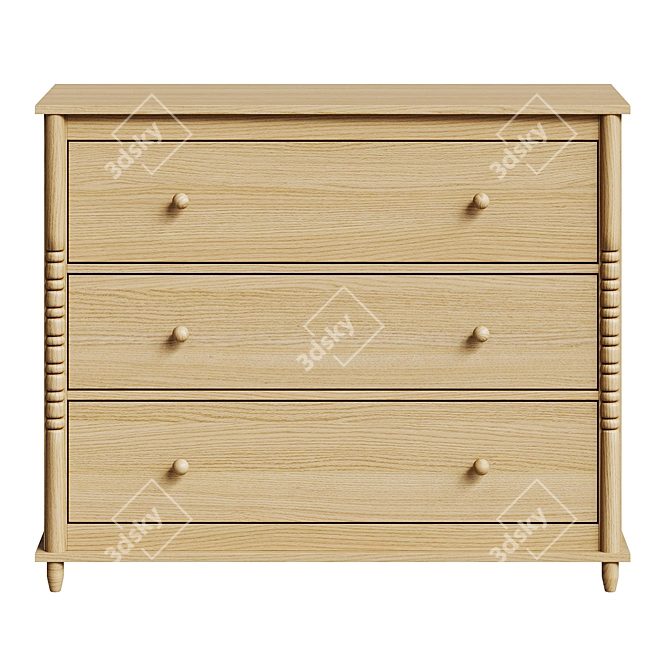 Elegant Wooden Kommode Furniture 3D model image 2