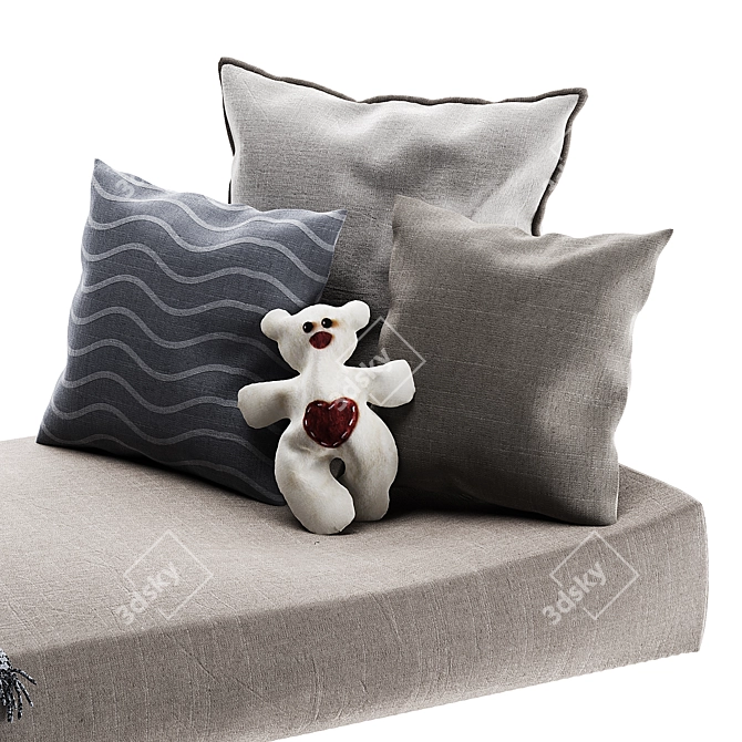 Window Sill Cushion Set: 3D Model 3D model image 3