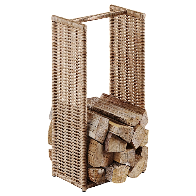 Natural Rattan Log Holder 3D model image 2