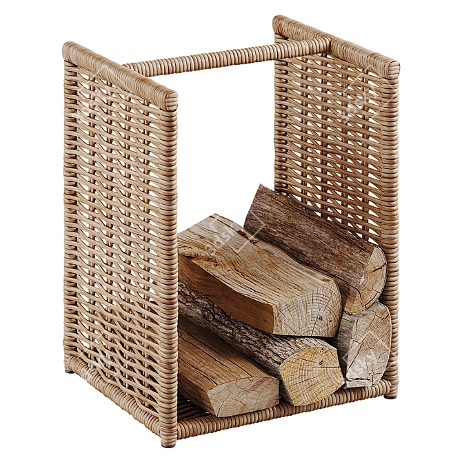 Natural Rattan Log Holder 3D model image 3