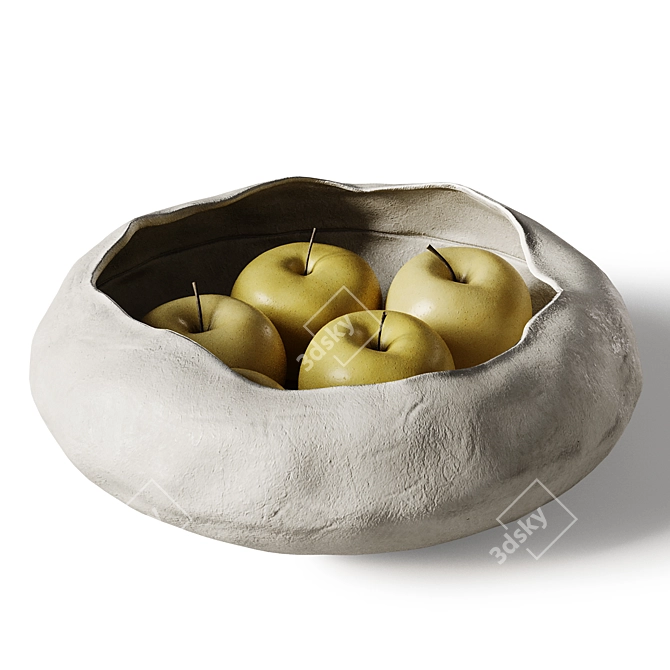 Modern Yellow Apples Bowl Decors 3D model image 1