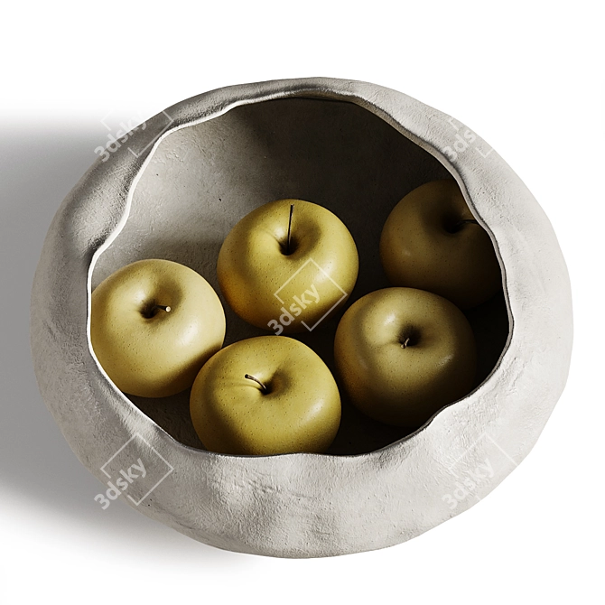 Modern Yellow Apples Bowl Decors 3D model image 2