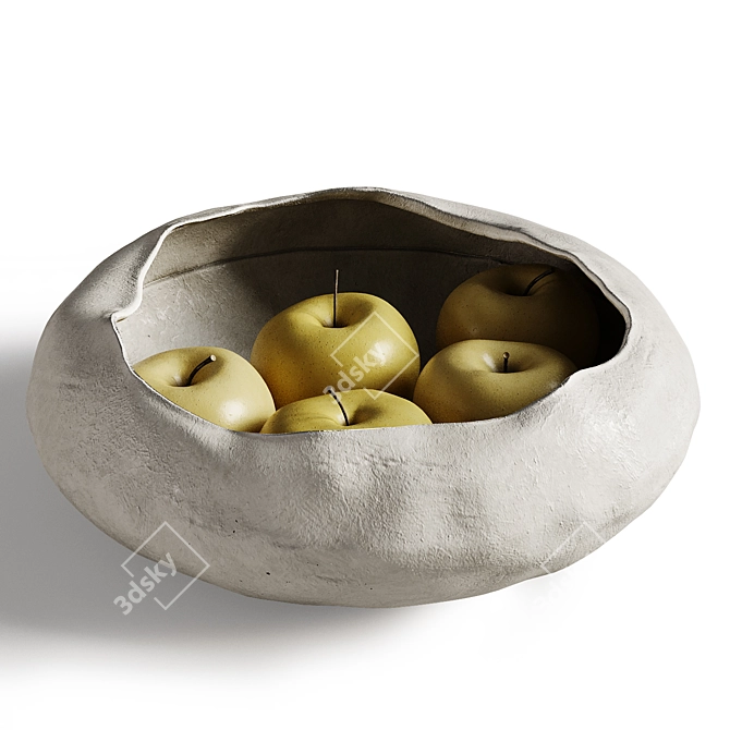 Modern Yellow Apples Bowl Decors 3D model image 3