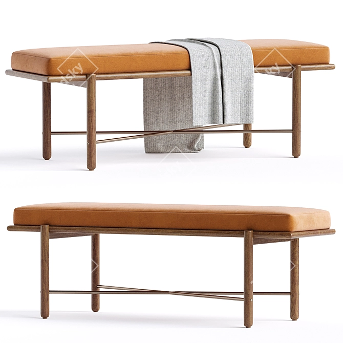 Sleek Modern Preston Bench 3D model image 1