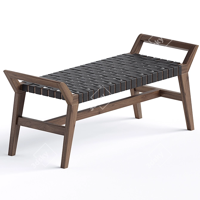 Modern Cove Wooden Bench 3D model image 1