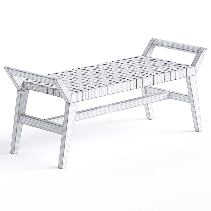 Modern Cove Wooden Bench 3D model image 3