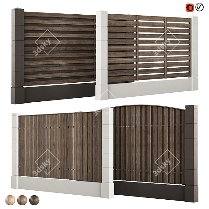 Decorative Fence Panels Collection 3D model image 1