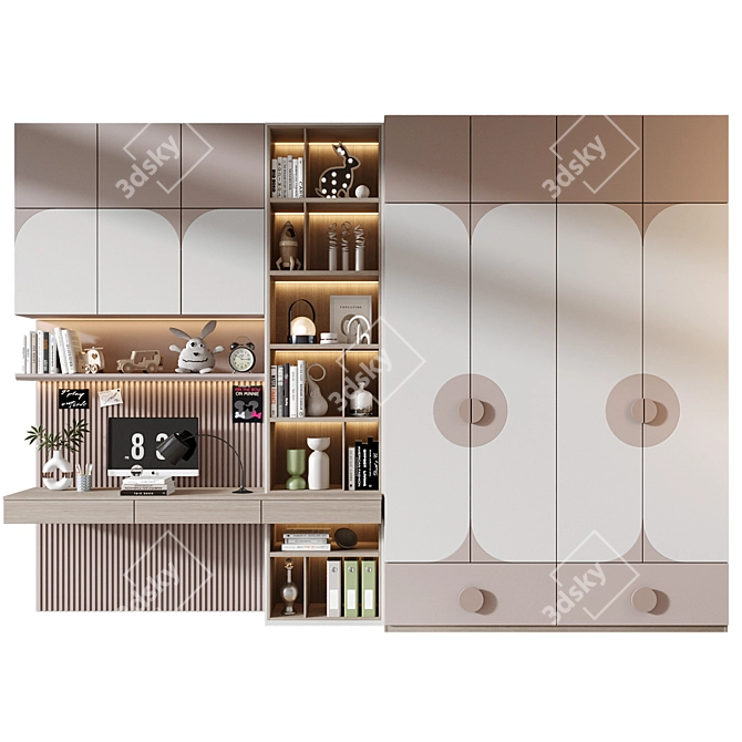 Customized Wardrobe with Decor Option 3D model image 1