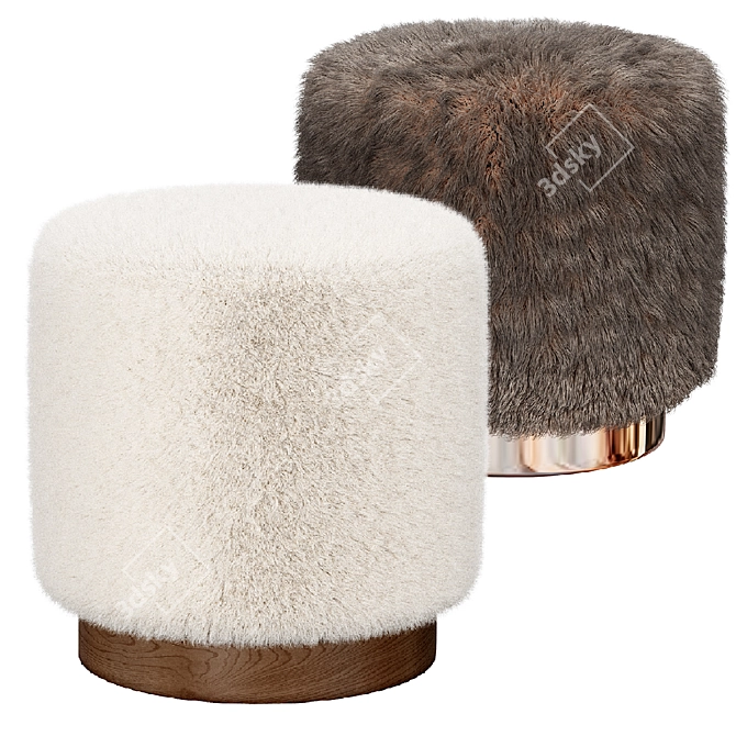 Faux Fur Ottoman 400x400x420 3D model image 1