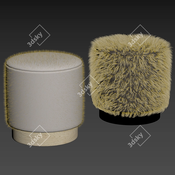 Faux Fur Ottoman 400x400x420 3D model image 4