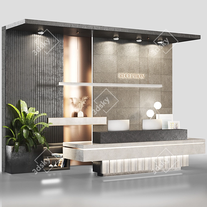 Modern Reception Desk Furniture 3D model image 1