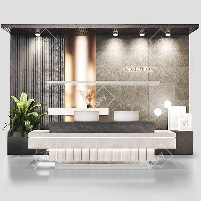 Modern Reception Desk Furniture 3D model image 2