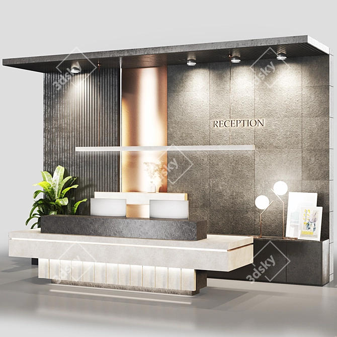 Modern Reception Desk Furniture 3D model image 3