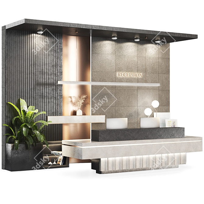 Modern Reception Desk Furniture 3D model image 7