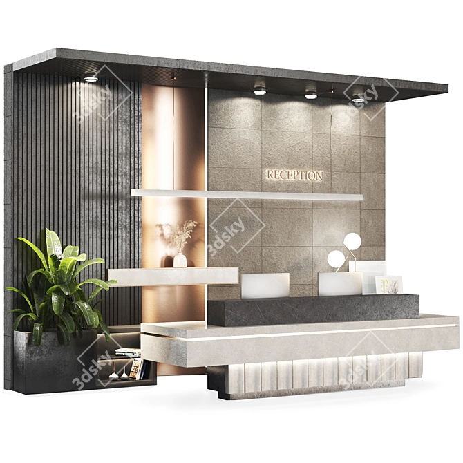 Modern Reception Desk Furniture 3D model image 8