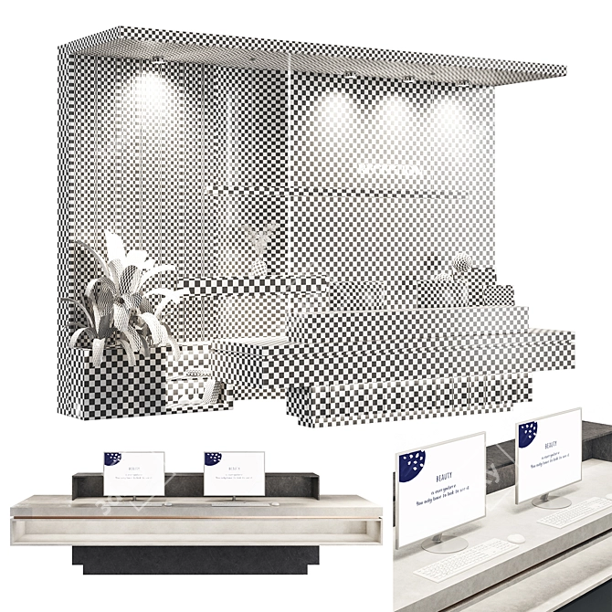 Modern Reception Desk Furniture 3D model image 14