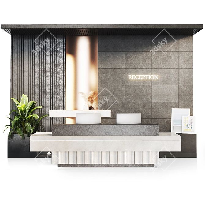 Modern Reception Desk Furniture 3D model image 23