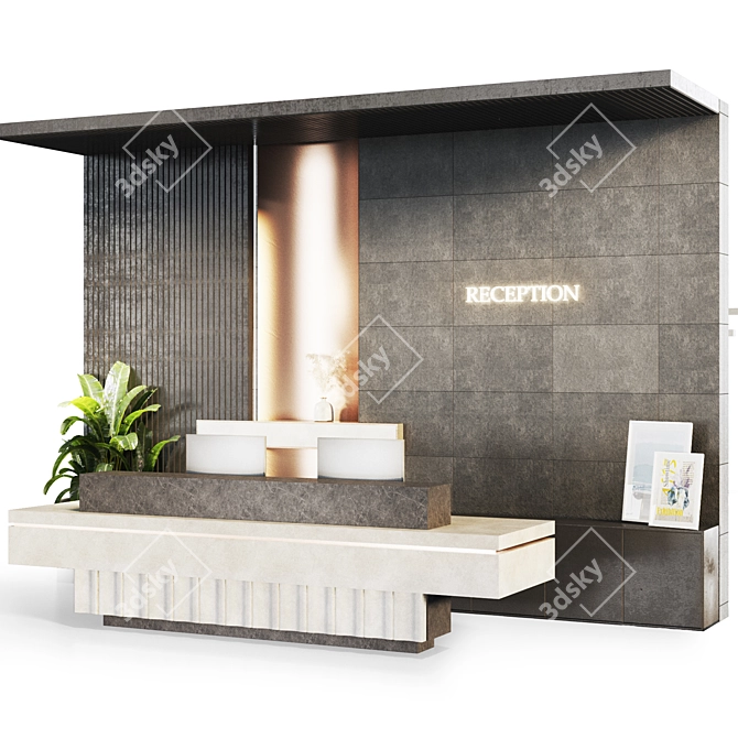 Modern Reception Desk Furniture 3D model image 24