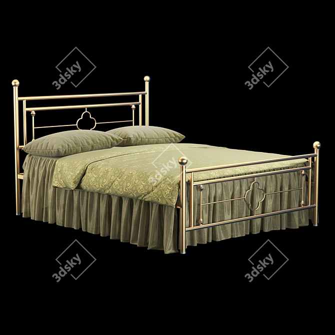 Vintage Style Metal Platform Bed 3D model image 1