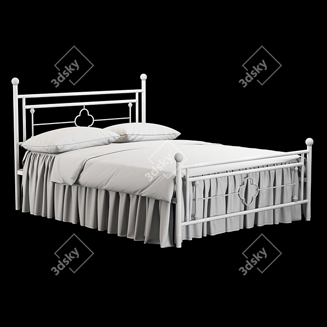 Vintage Style Metal Platform Bed 3D model image 3