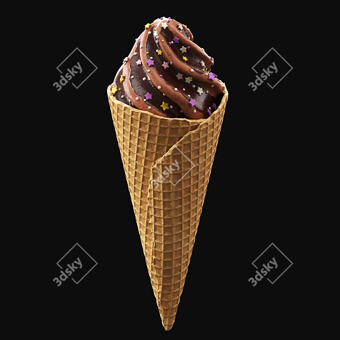 Colorful Ice Cream Cones Kit 3D model image 2