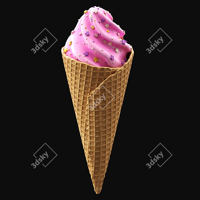 Colorful Ice Cream Cones Kit 3D model image 4