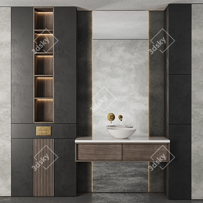 Modern Bathroom Furniture Set 15 3D model image 4