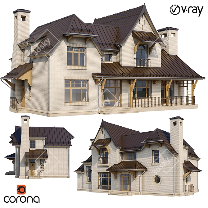 Gothic Mansion 3D Model Kit 3D model image 1