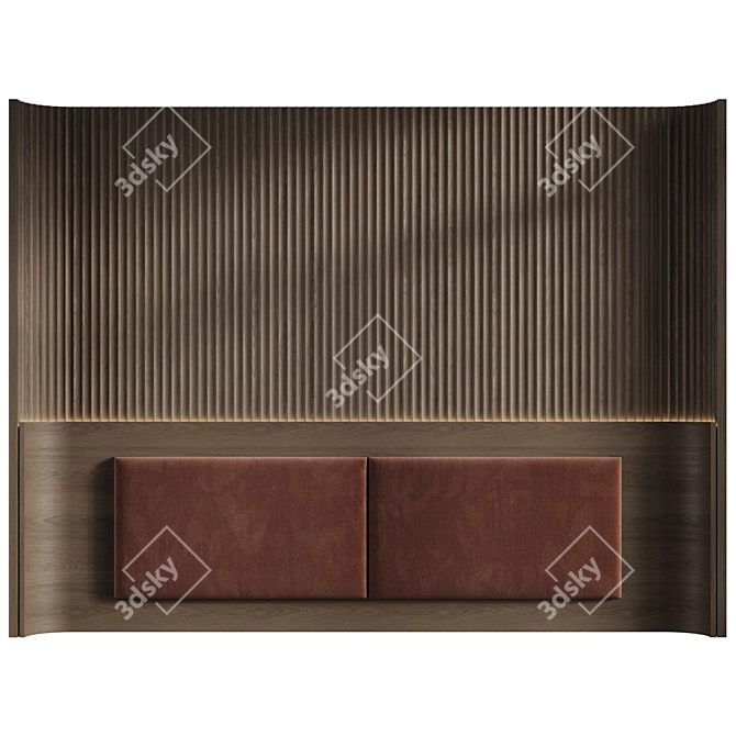 Custom Wood Panel Headboard 3D model image 2