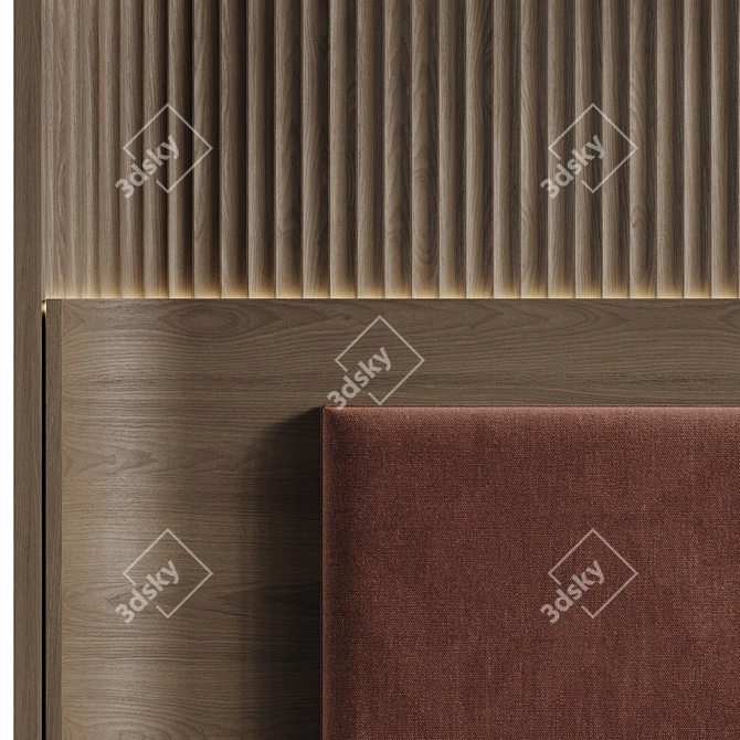 Custom Wood Panel Headboard 3D model image 5