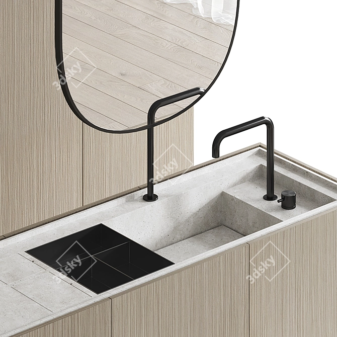 Sleek Bathroom Vanity & Storage 3D model image 5