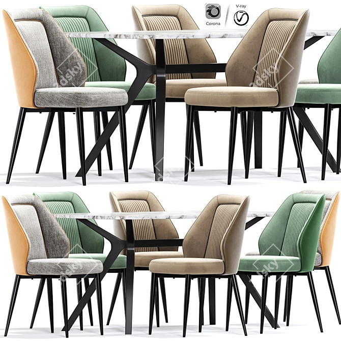 Modern Dining Set Furniture Bundle 3D model image 1