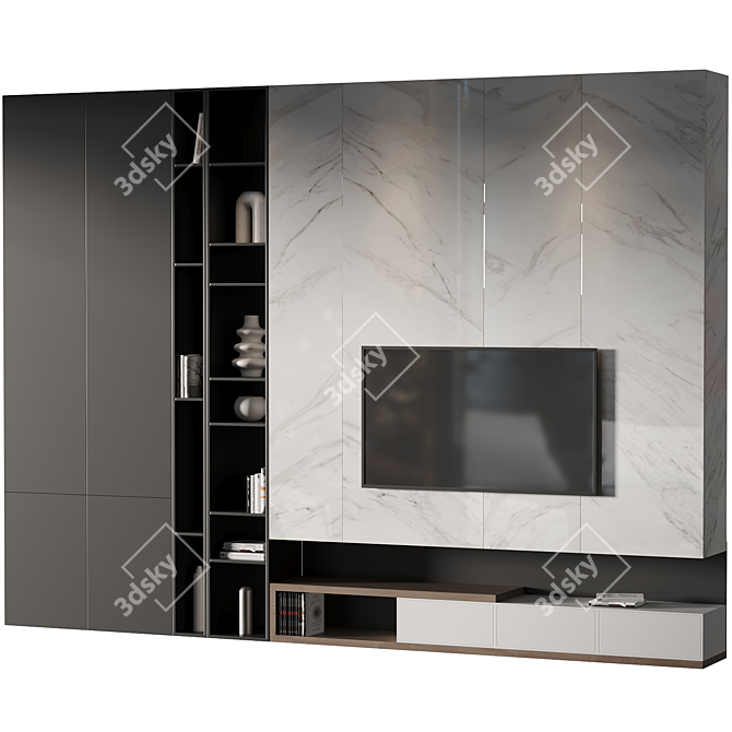 Modern TV Wall Set 2014 3D model image 1