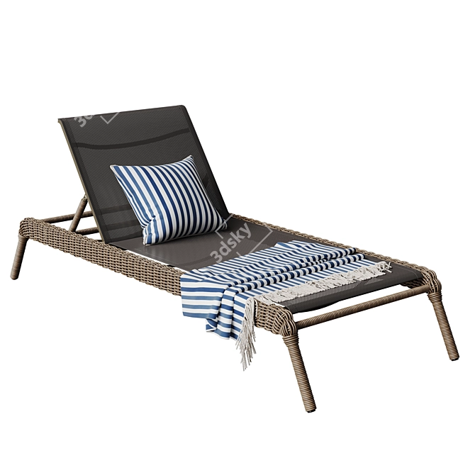 Outdoor Wicker Chaise Lounge Stackable 3D model image 1