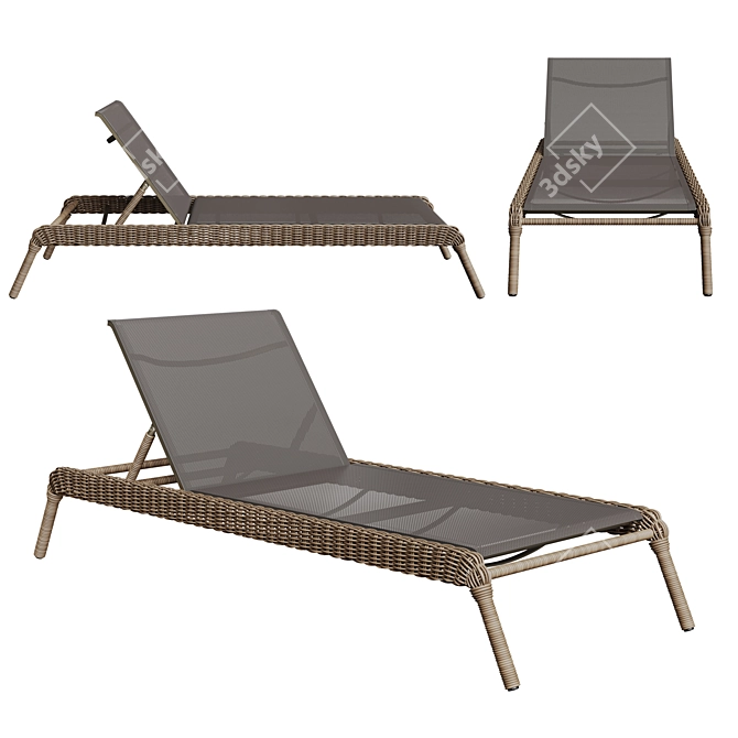 Outdoor Wicker Chaise Lounge Stackable 3D model image 2