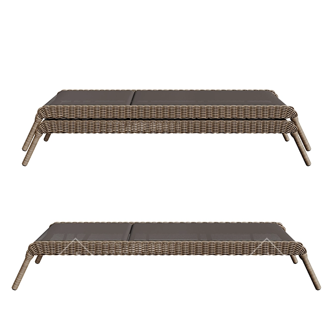 Outdoor Wicker Chaise Lounge Stackable 3D model image 3