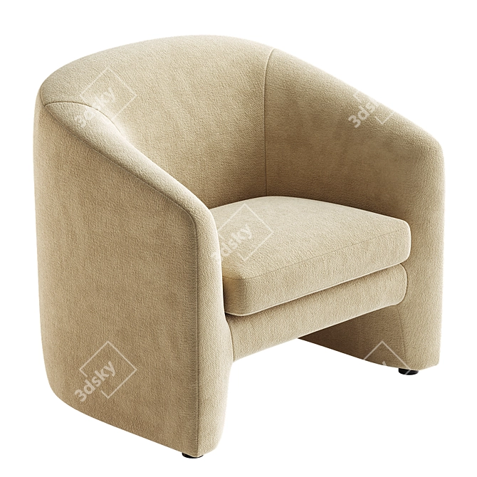 Elegant Tilia Cream Chair 3D model image 4