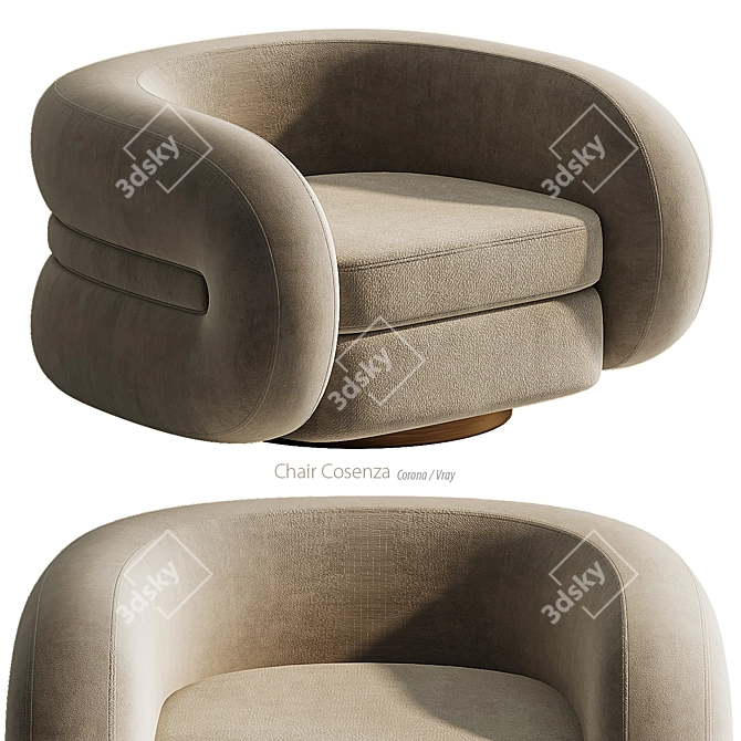 Elegant Cosenza Velvet Chair 3D model image 1