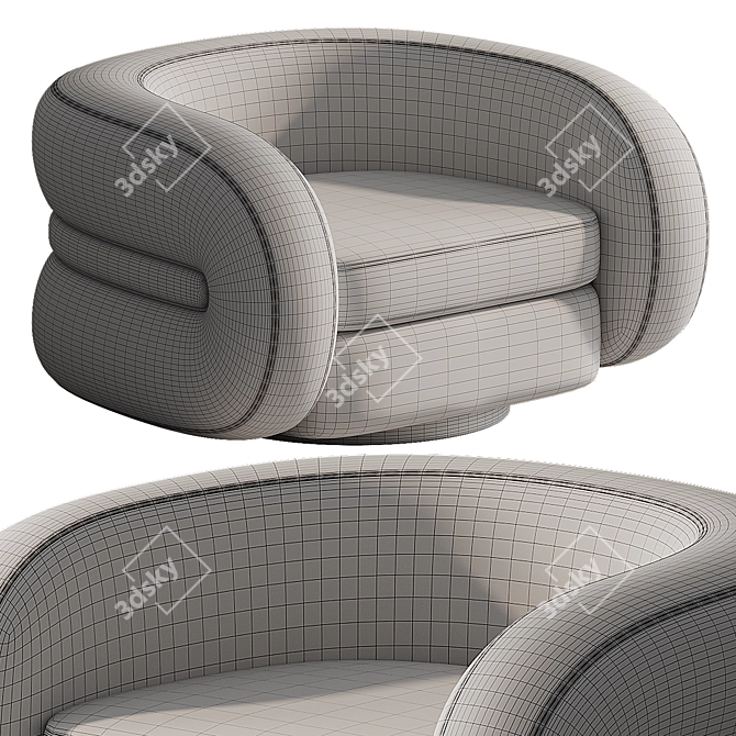 Elegant Cosenza Velvet Chair 3D model image 5