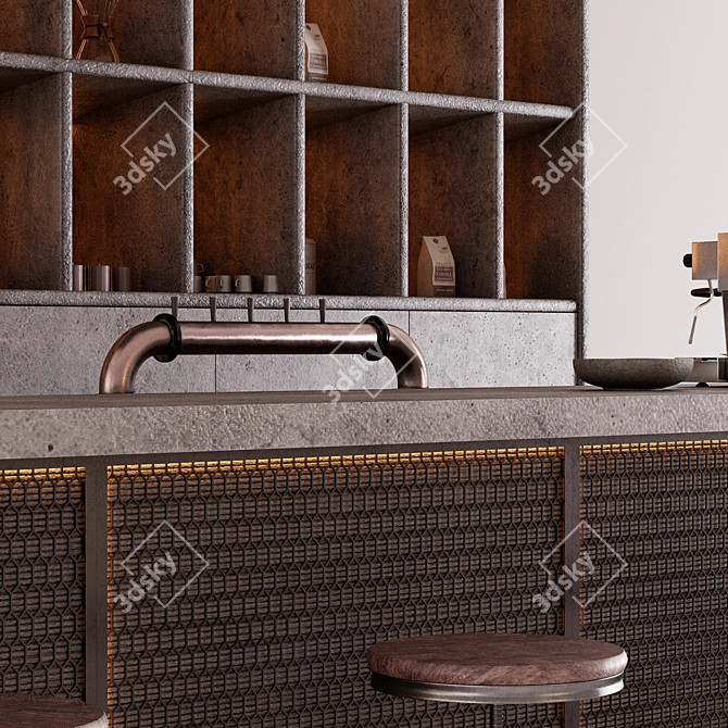 Industrial Style Bar Counter 3D model image 4